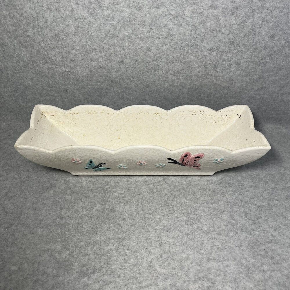 Vtg White‎ Hull Pottery Butterfly Planter Window Box MCM Centerpiece 1956 READ - Picture 2 of 16